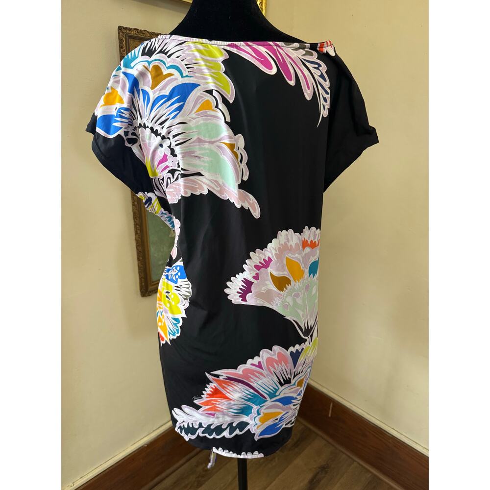 Trina Turk Black Multicolor Floral Belted Tunic Dress Long Top XXS - Picture 3 of 9